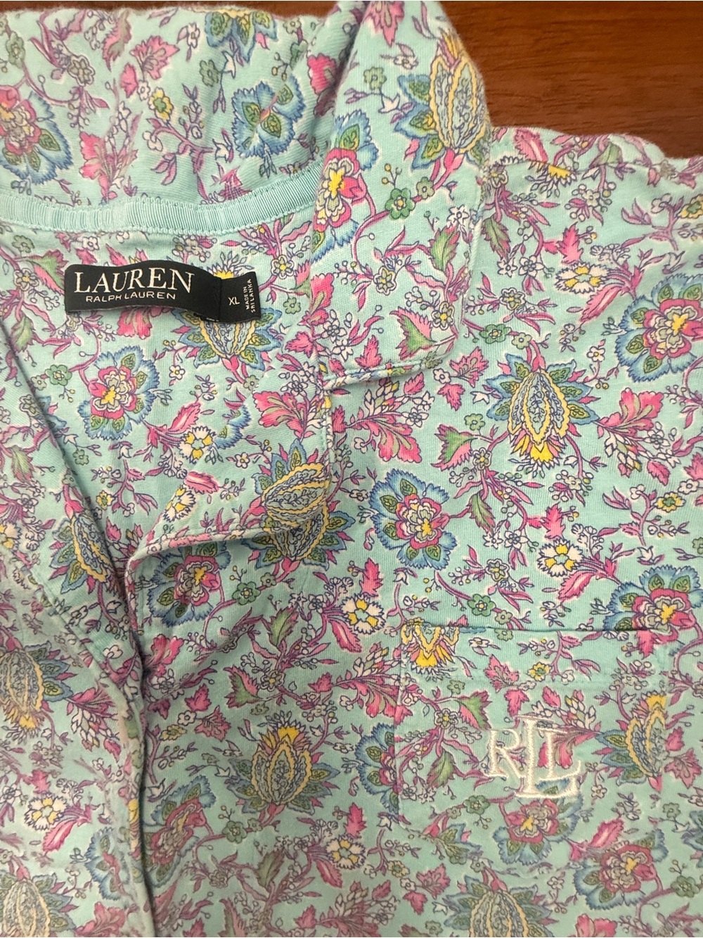 Ralph Lauren Floral Paisley Long Sleeve & Bottoms Pajama Set XL 2-Piece Like New